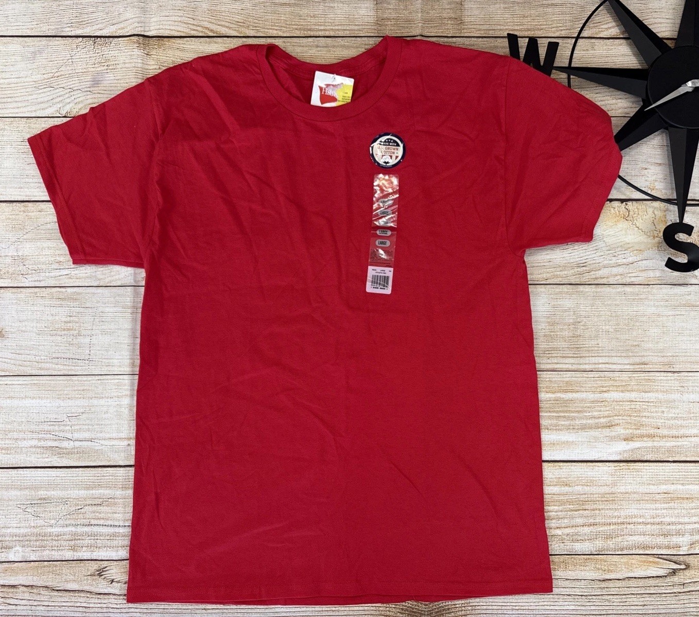 Hanes Essentials Men’s Short Sleeve T-Shirt Size Large 2pk Athletic Red