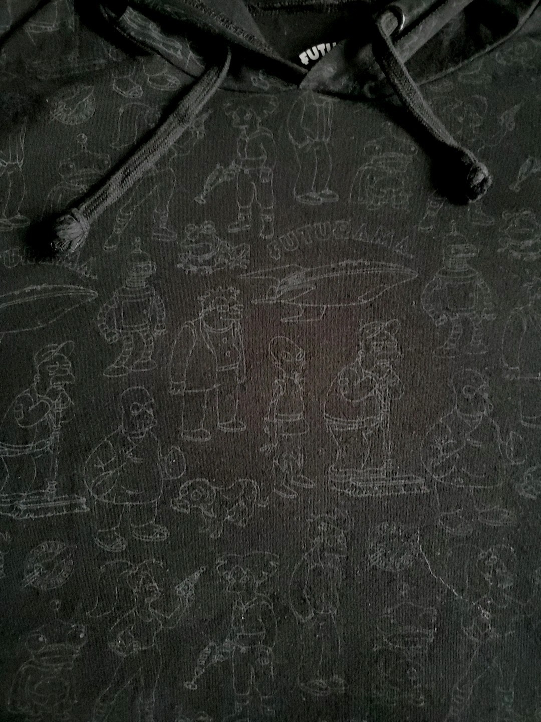 Futurama Hoodie Adult Small Short Sleeve Lootcrate Black Drawstring All Over