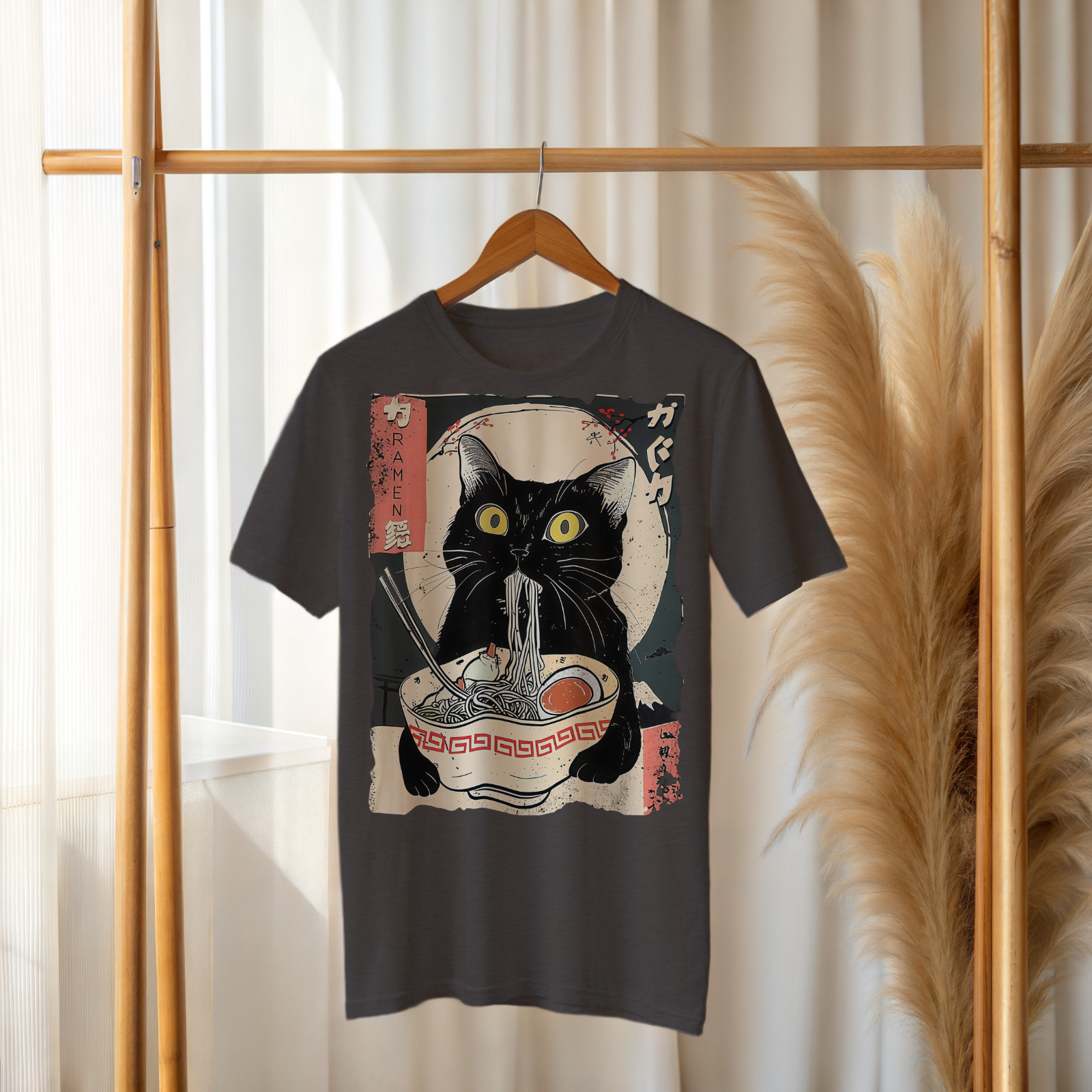 Black Cat Ramen T-Shirt – Japanese Noodle Bowl Graphic Tee A296