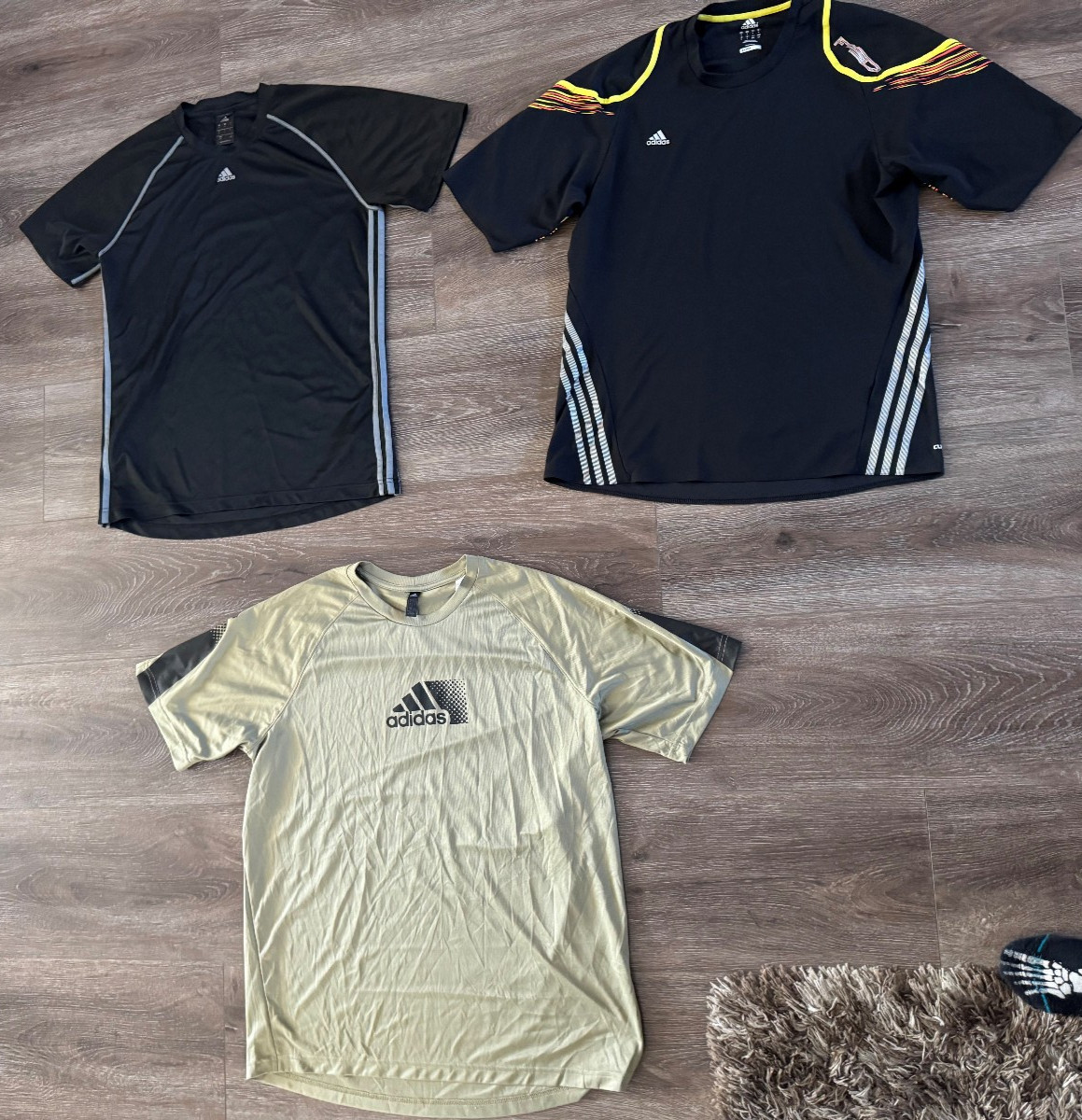 3 pc lot Adidas Workout Shirts Men&rsquo;s Large 2 Climacool Black Gree Yellow