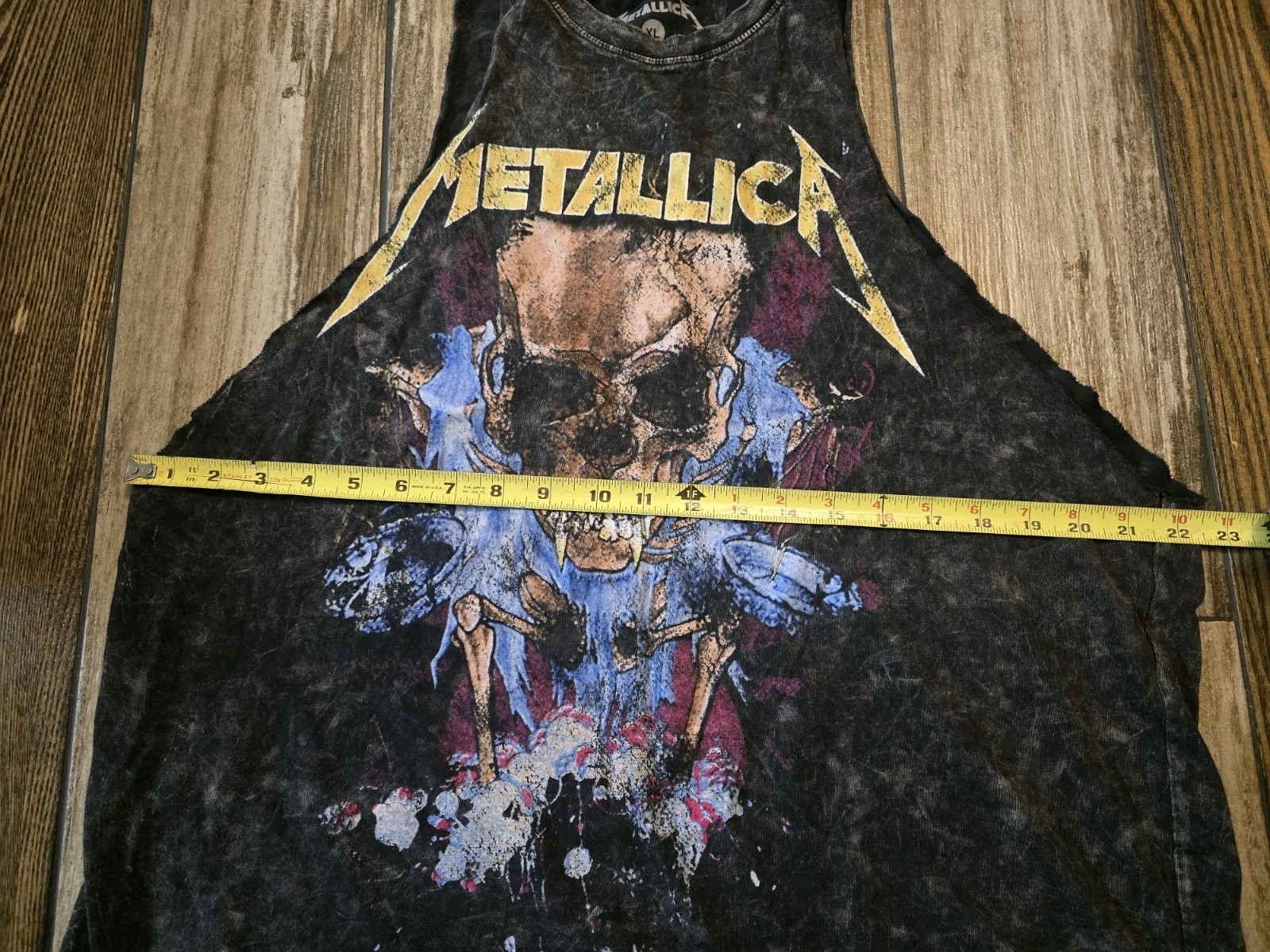 Metallica Men&rsquo;s XL Skull Graphic Tank Top Acid Wash Black Licensed 2024 Rock