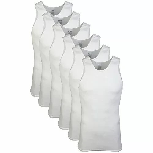 Gildan Men&rsquo;s A-Shirt Tanks, Multipack, Style G1104, White Tank Tops