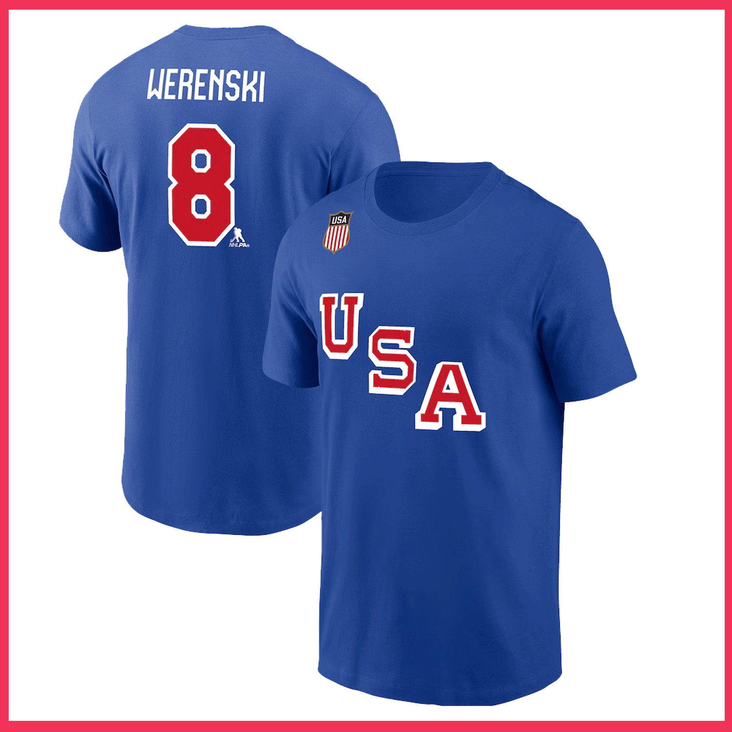 SALE 30% USA Hockey 2026 Player Name & Number T-Shirt Royal Blue Reprint Gildan