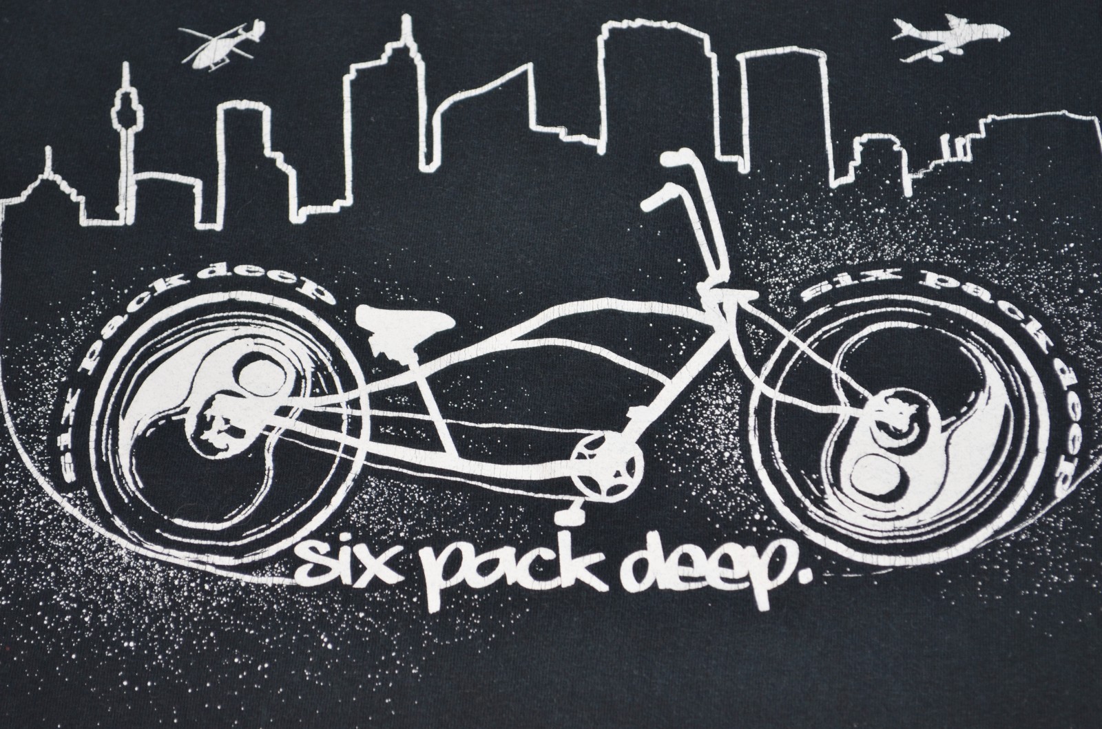 Six Pack Deep Bicycle Cycling Beer Drinking Skyline Shirt