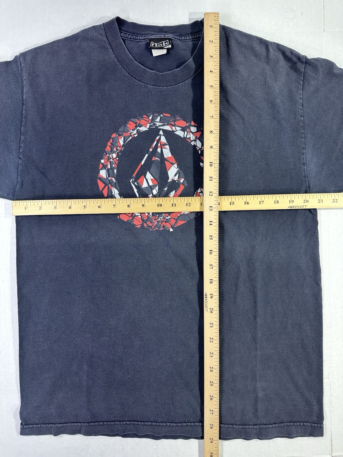 Volcom Stone Logo T-Shirt Black Distressed Graphic Tee Mens Large Skate Surf