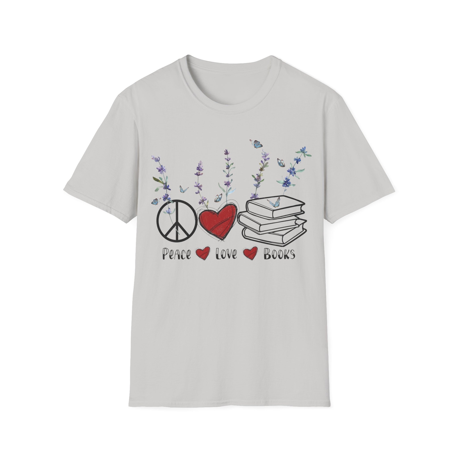 Peace Love And Books Tee Reading Book Lover Gift Bookish Unisex Readers T-Shirt