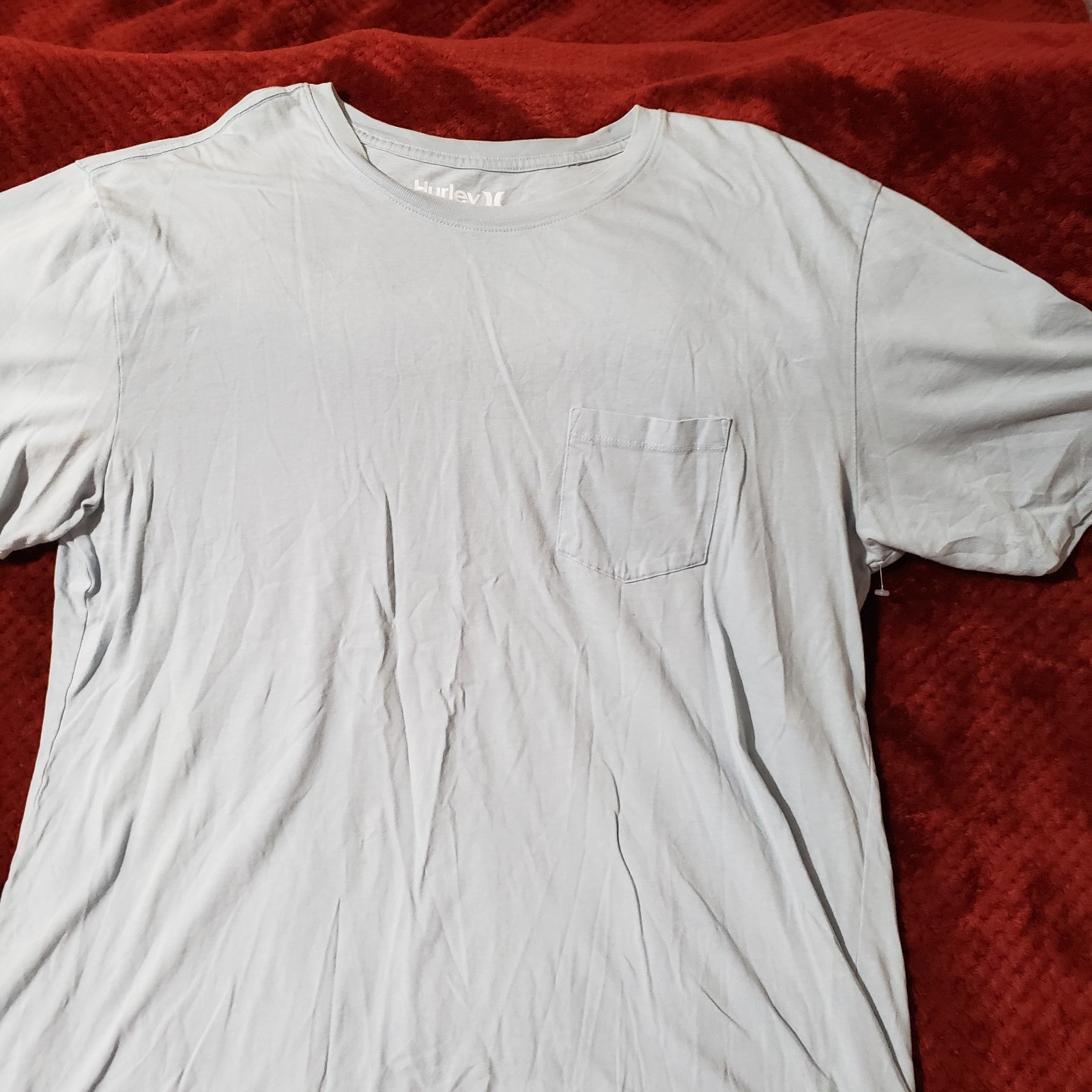 Hurley Powder Blue Pocket T Shirt Mens XL 100% Cotton Preowned Good Condition