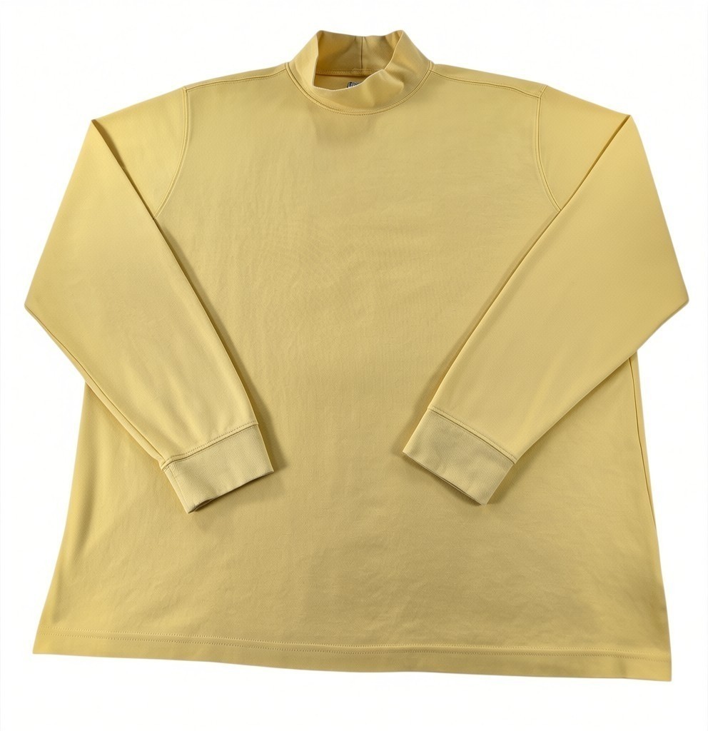 Lands End Mens XL Mock Turtleneck Super T Cotton Yellow