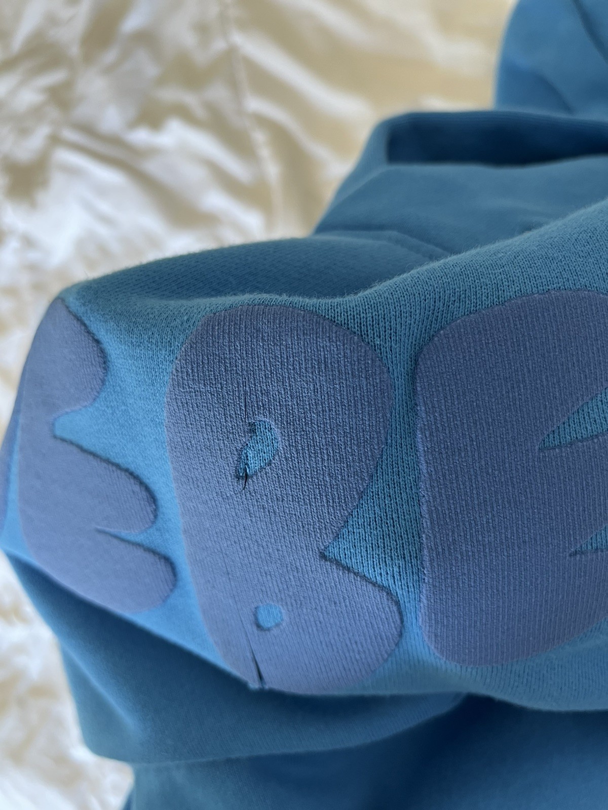 Justin Bieber Official Coachella 2026 Blue Bieber Hoodie Small DAMAGED with Cut