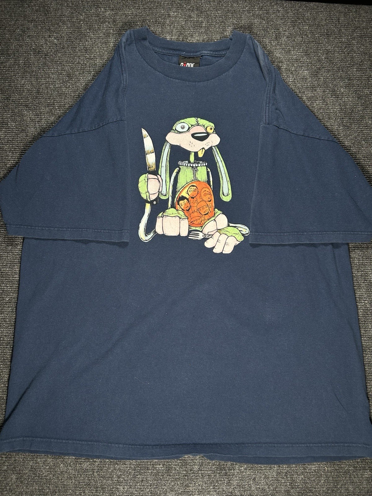 Vintage 2000 Limp Bizkit Killer Rabbit T Shirt Size L Giant Tag Nu Metal Navy
