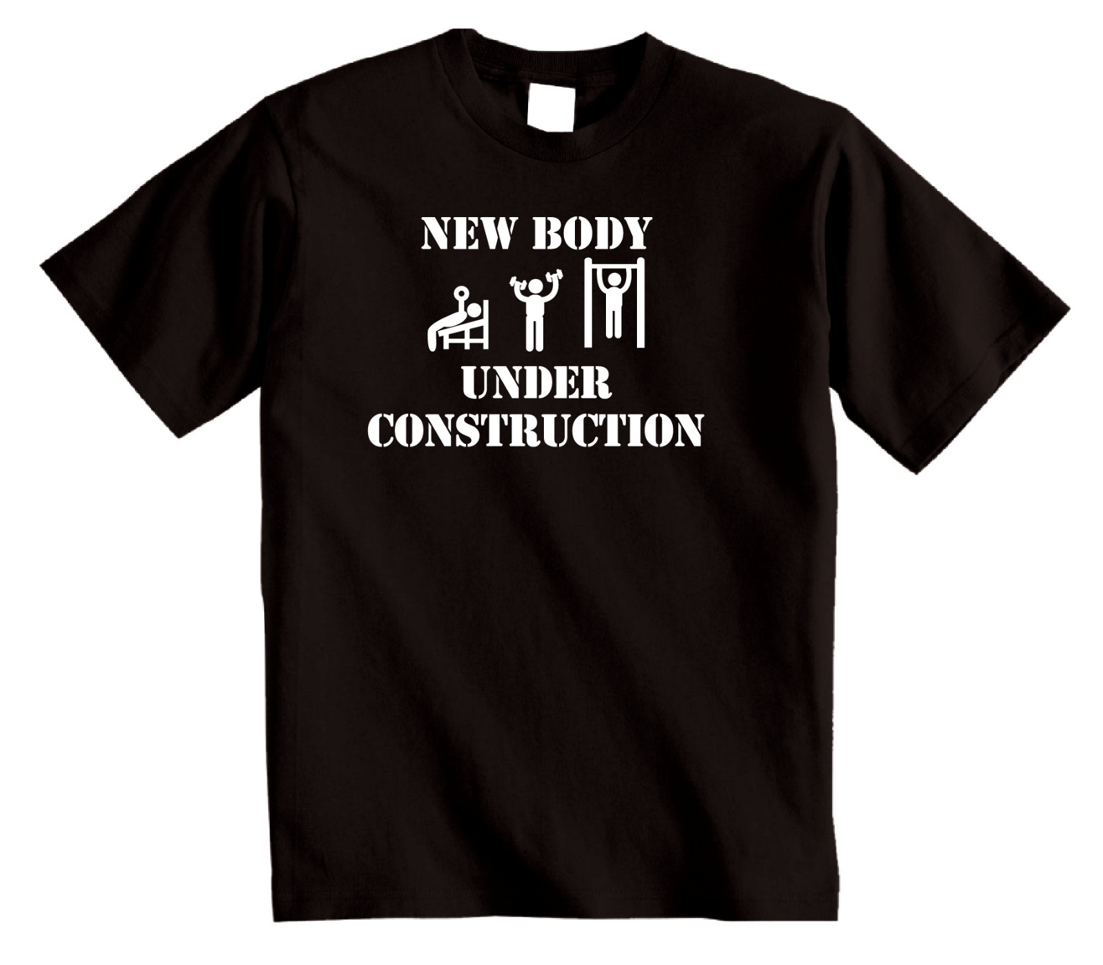 New Body Under Construction T-Shirt Novelty Gym, Keep fit, Weight Training Tee