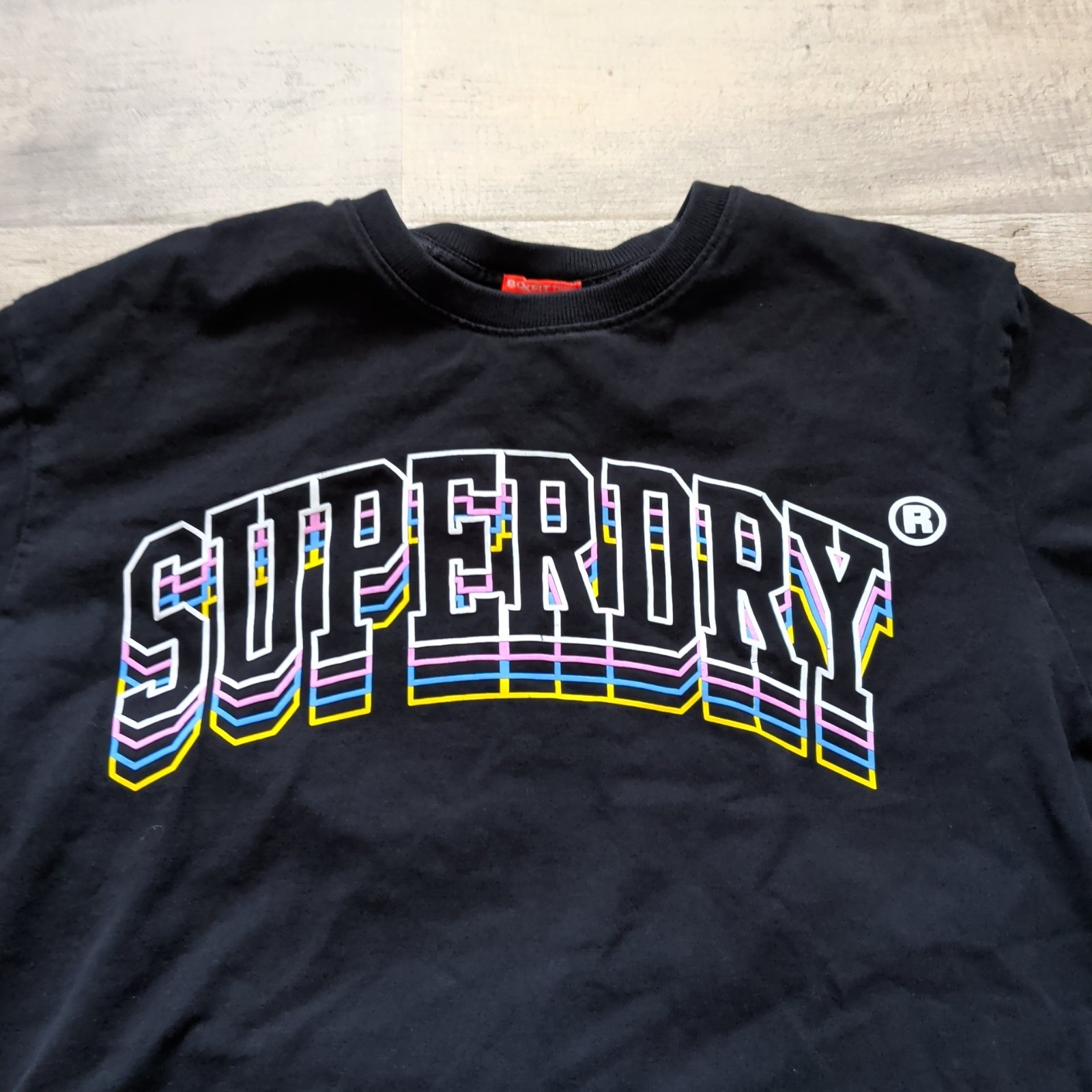 Mens SuperDry Big Logo Graphic T Shirt Black Size XL British Design EUC