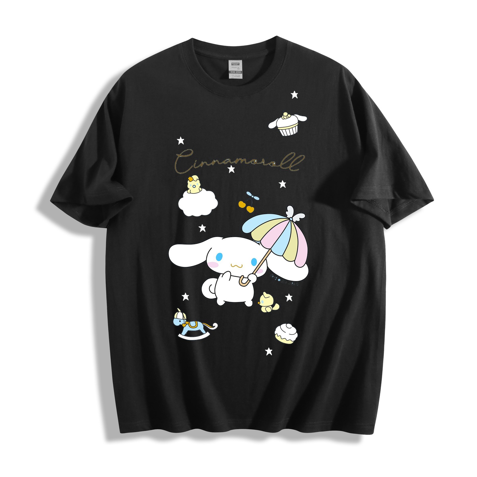 Cinnamoroll Umbrella Tee – Sanrio Rainbow Parasol Kawaii Puppy T-Shirt