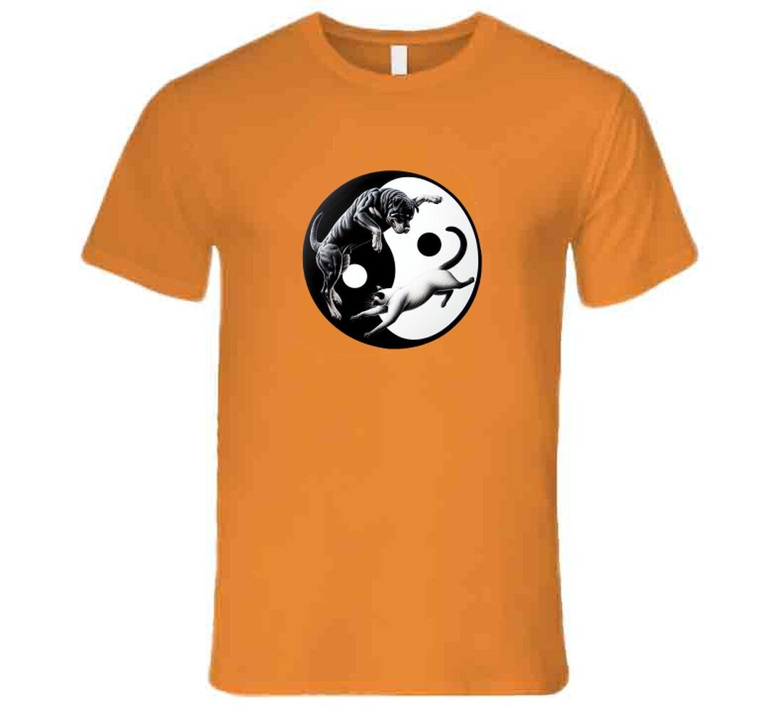 Yin Yang Dog Cat Unique Animal Circular Harmony Symbol T Shirt
