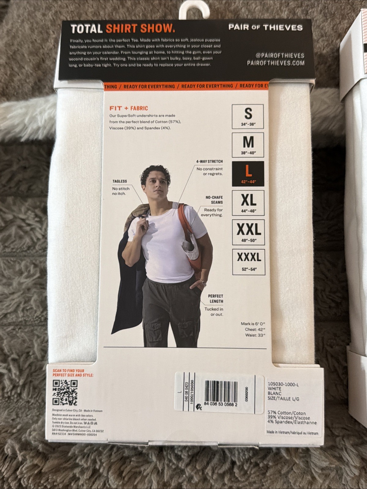 Pair of Thieves Men&rsquo;s Classic Crewneck Undershirt 4 Pack – White – Large – NWT