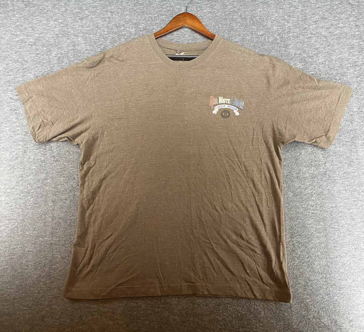 American Brewhouse Red White & Brew T-Shirt Men’s Size XXL Brown Graphic Tee