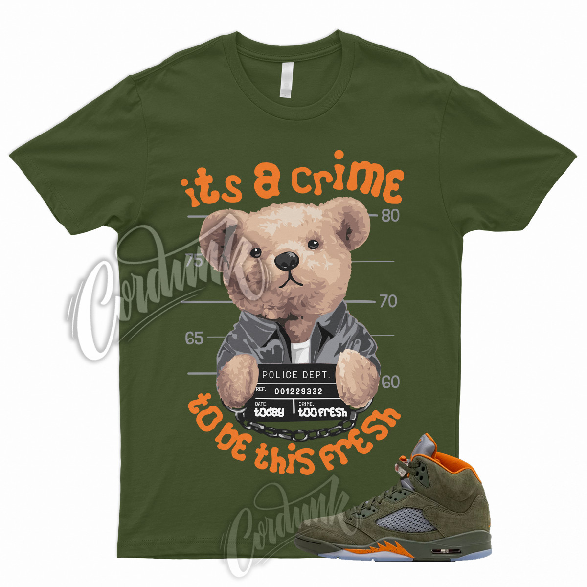 5 Olive Army Solar Orange Black Retro Green Sequoia Shirt to Match CRIME Jordan