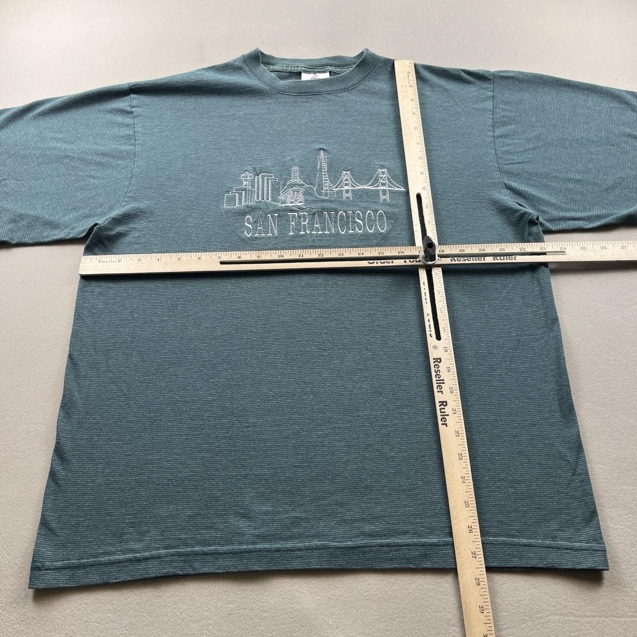 Vintage San Francisco T-Shirt Mens XL Green Striped City Bridge Bay Area 90s