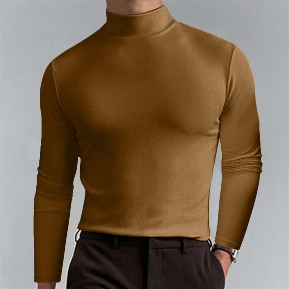 Men&rsquo;s Turtleneck Slim Fit Basic Tops Lightweight Pullover Long Sleeve T Shirt