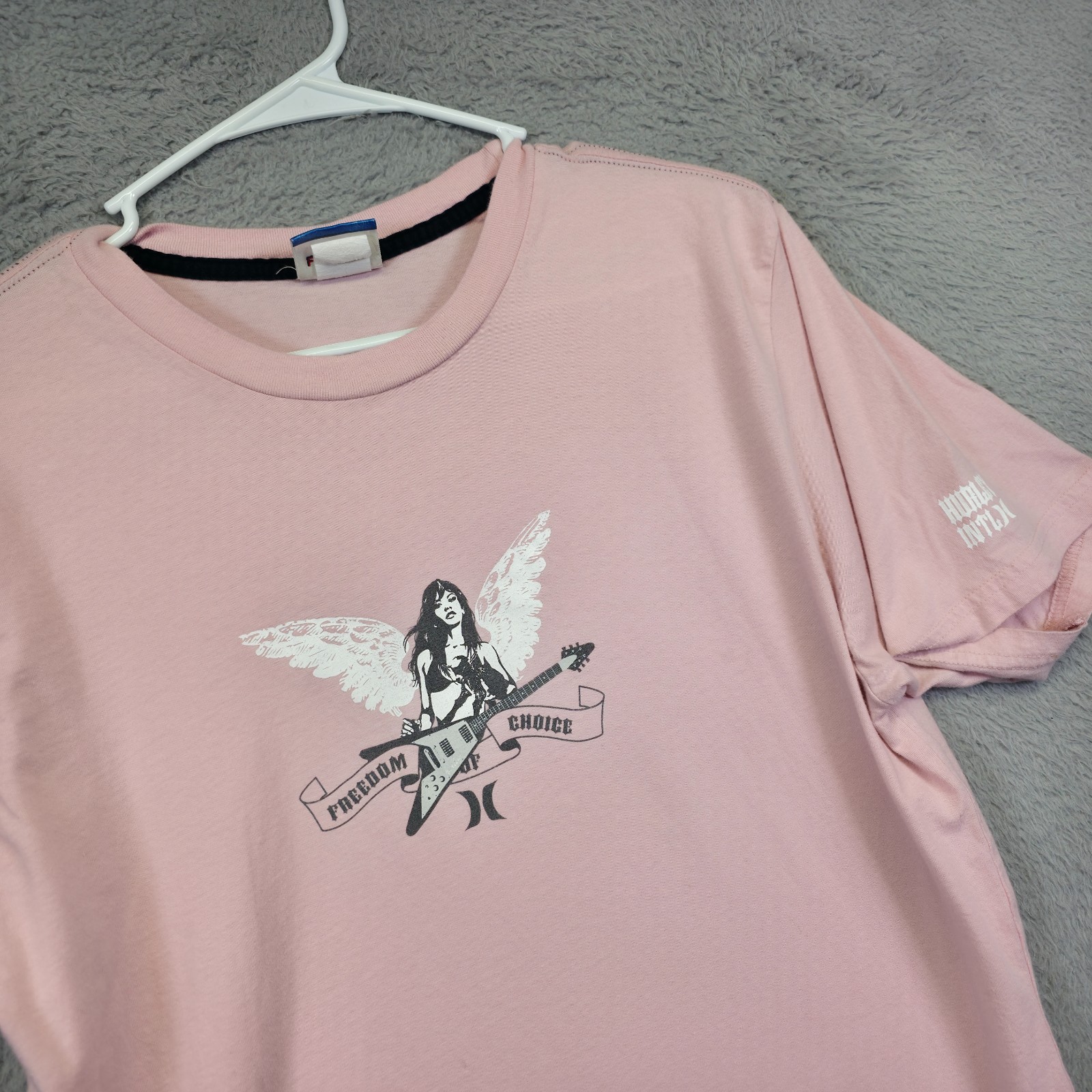 Y2K Hurley Shirt Lot of 2 Mens L Pink Blue Freedom of Choice Graphics Print Tee
