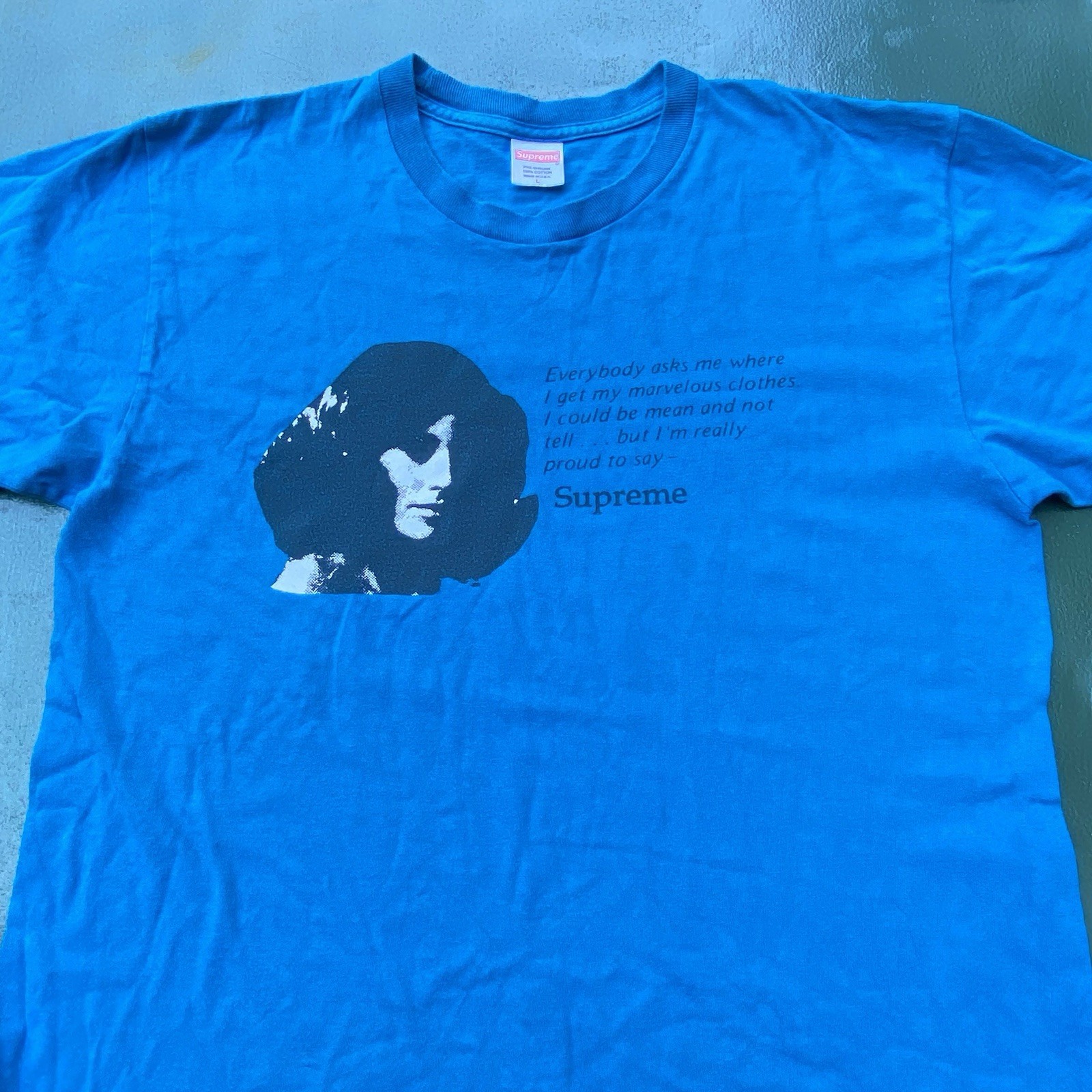 Supreme Mean T Shirt Men’s Large Deep Blue Proud Quote SS17 USA Streetwear Rare