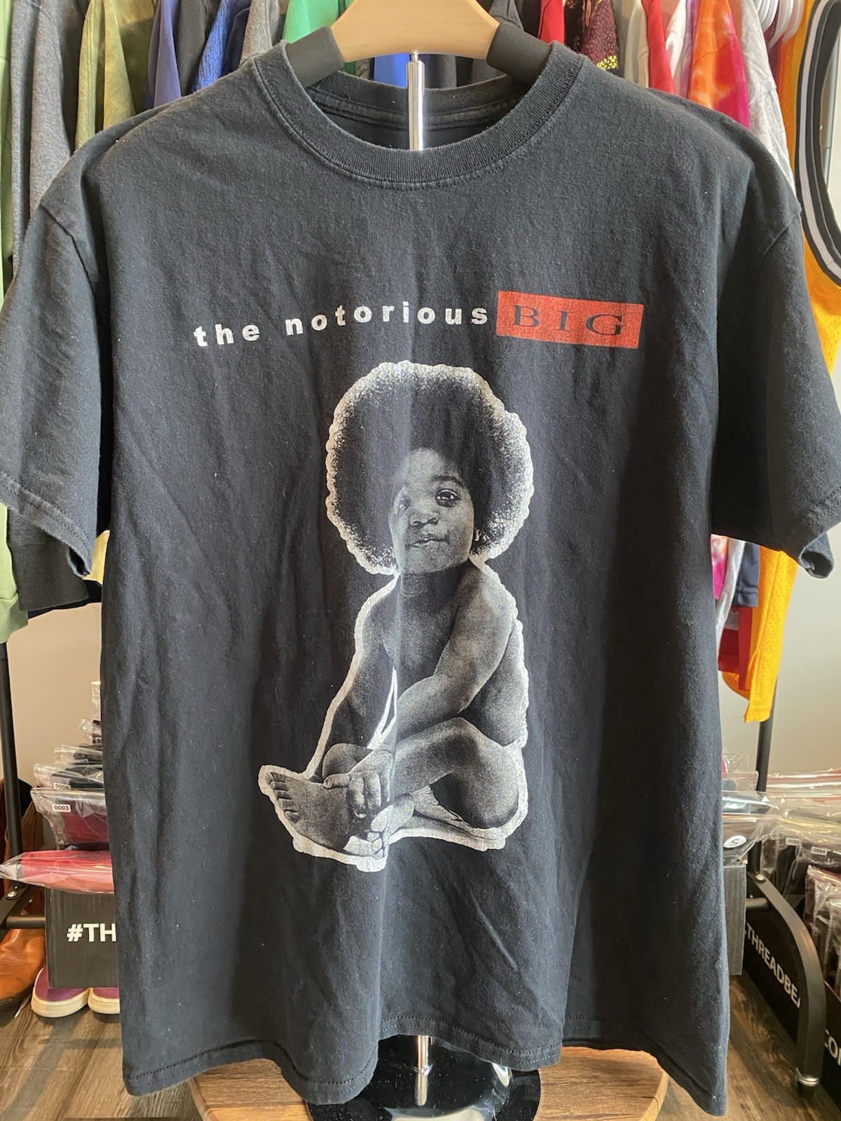 Notorious B.I.G. Ready To Die Rap Tee Baby Graphic T Shirt Black Faded L Y2k