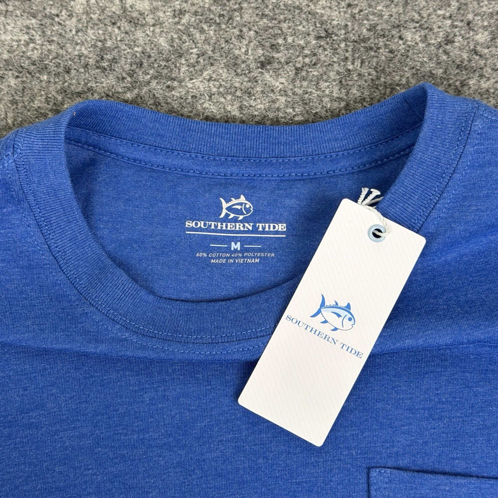 Southern Tide Shirt Mens M Blue Nautical Diamond Short Sleeve Pocket NWT