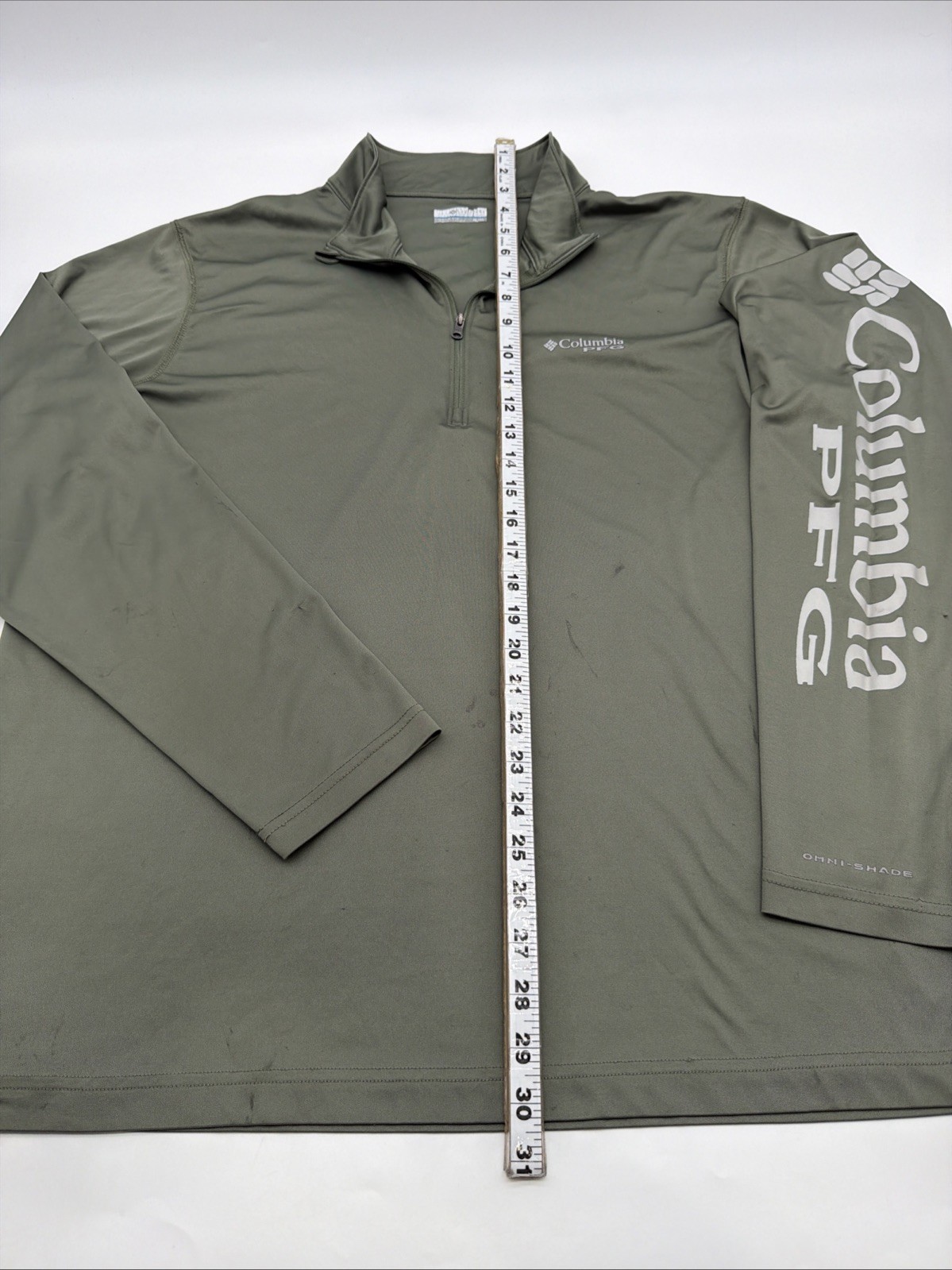 Colombia Sportswear PFG Polo Long Sleeve T-shirt Men XL Green Logo 1/4Zip.47285