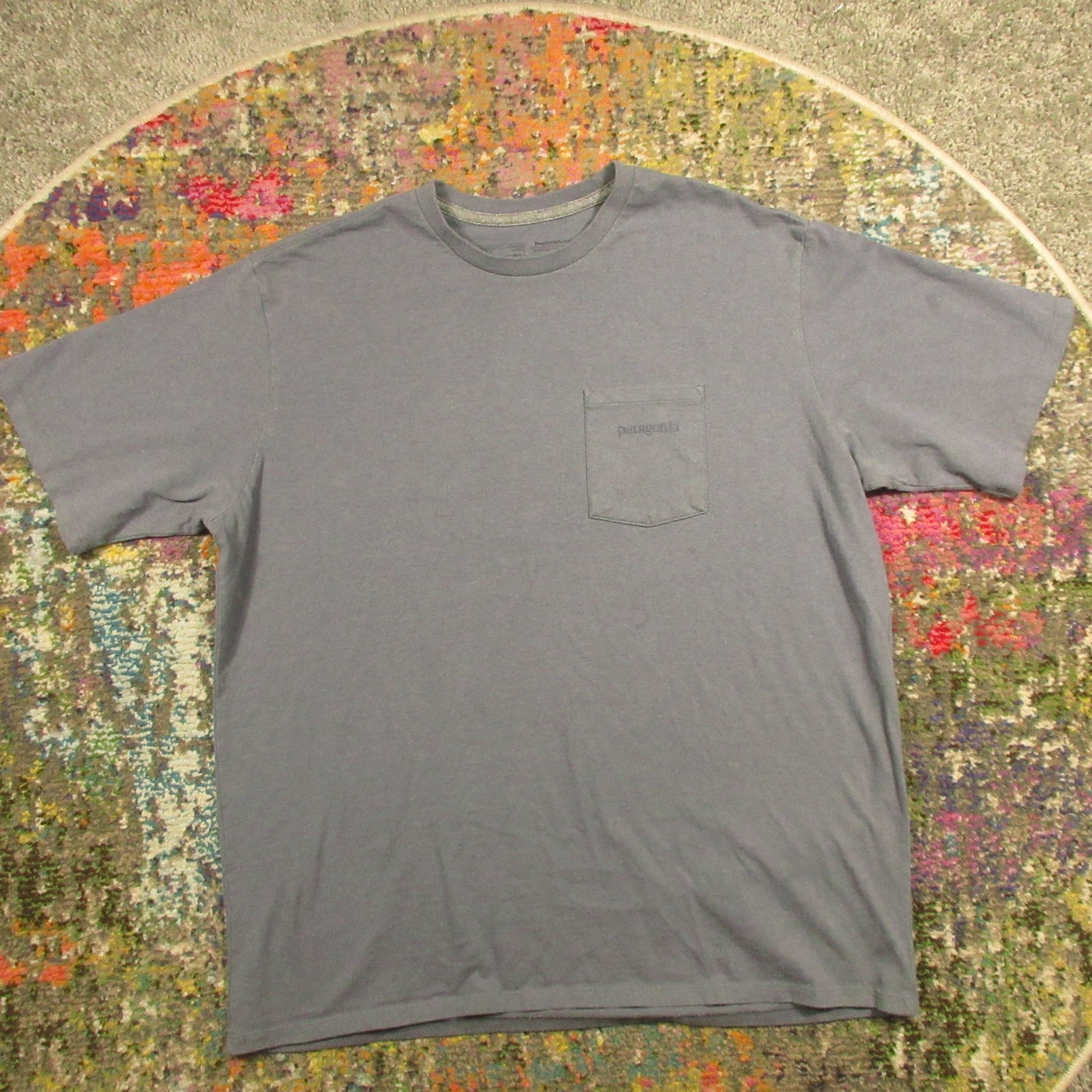 Patagonia Short Sleeve Pocket T Shirt Mens Gray Responsibility Stains*