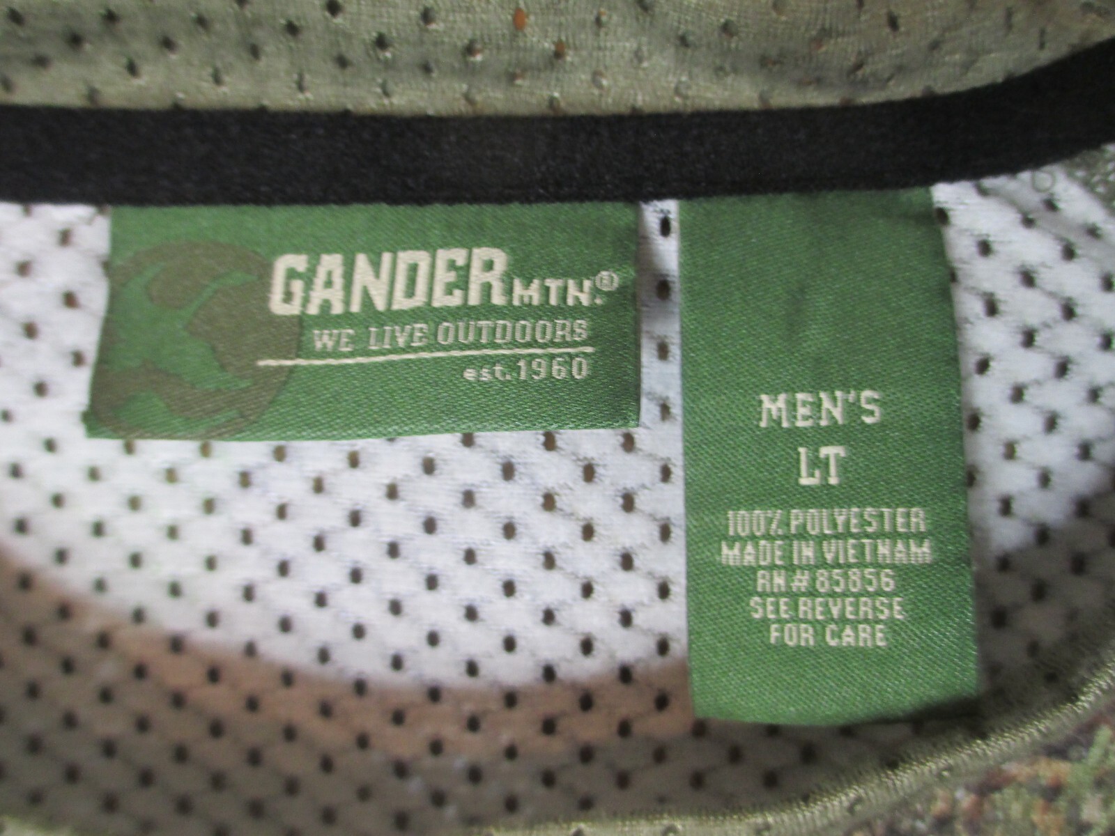Gander Mountain Men&rsquo;s LT Brown Green Forest Woods Hunting Camo Mesh Shirt EUC