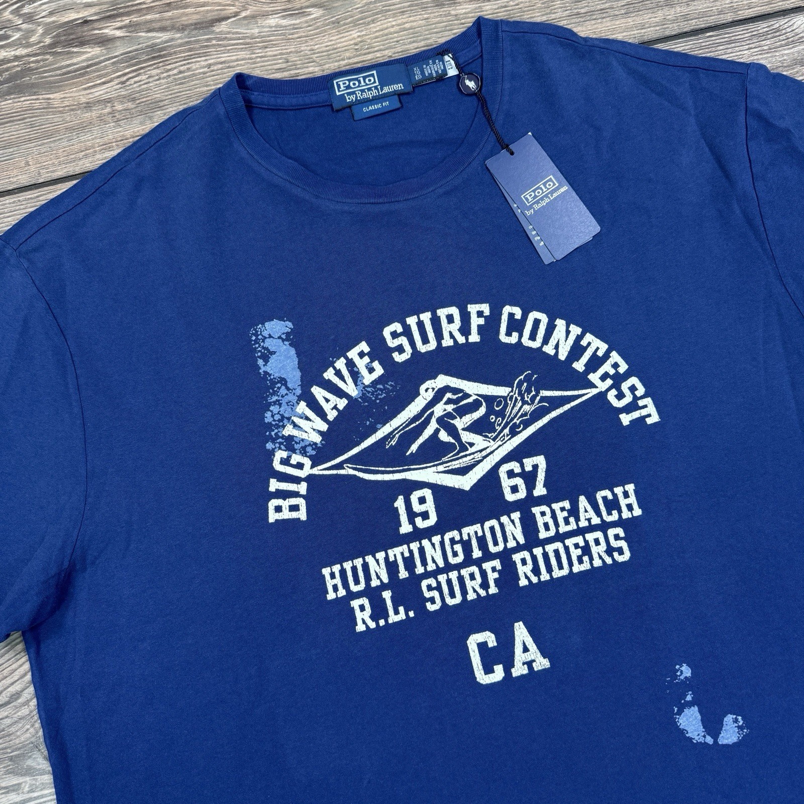 Polo Ralph Lauren Men&rsquo;s Classic Fit Big Wave Surf Contest T-Shirt Blue SZ XL NEW