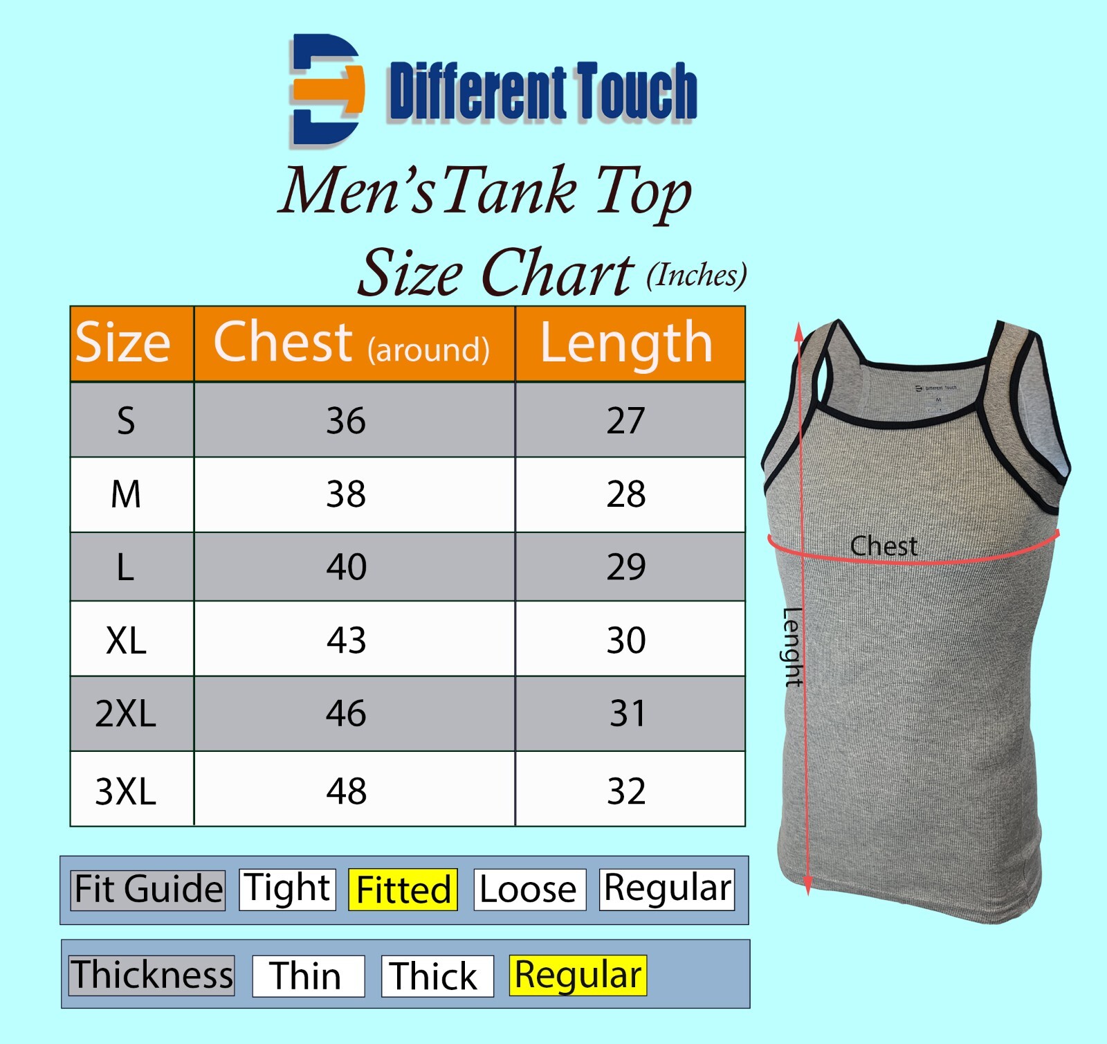 Different Touch 2 Pack Men&rsquo;s G-unit Tank Tops Square Cut Muscle Rib