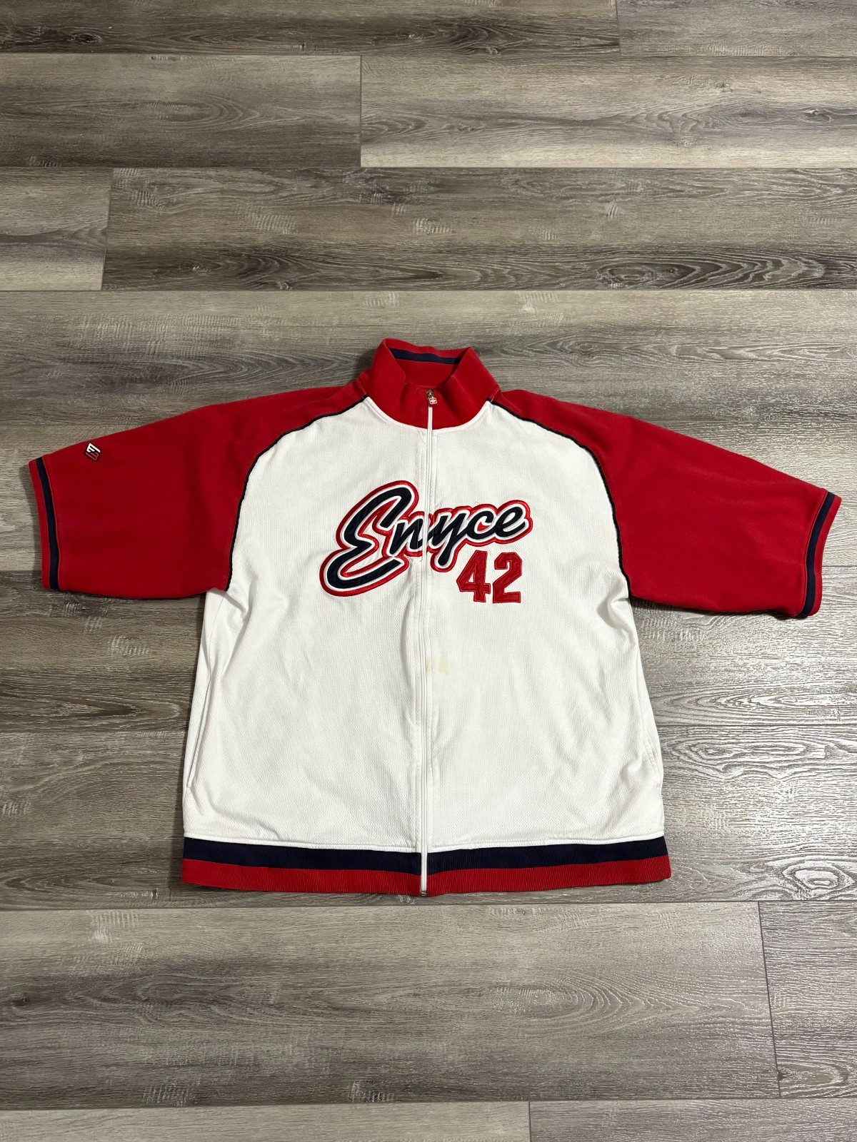 Vintage Enyce Spellout Logo Zip Up Heavyweight Tech Shirt Y2K – Men’s XXL 2XL