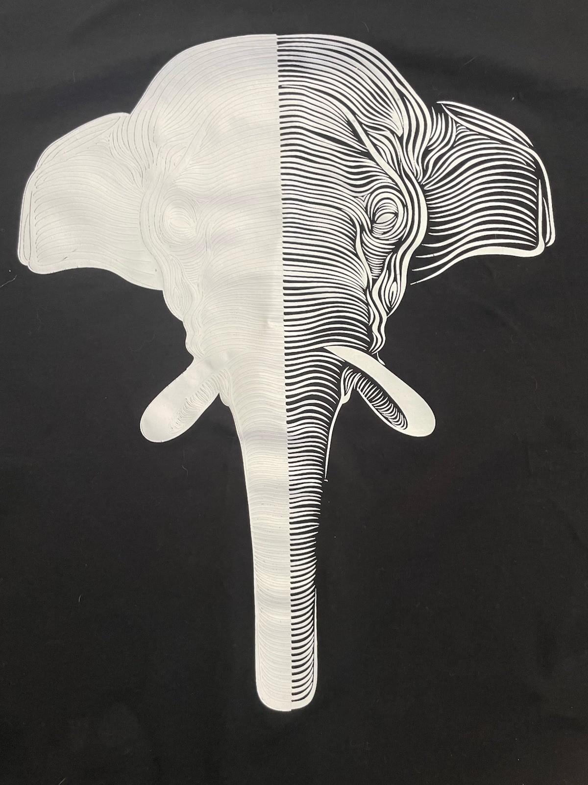 XRAY brand Elephant Face Tshirt. Sz L. Animal, Streetwear, Designer.