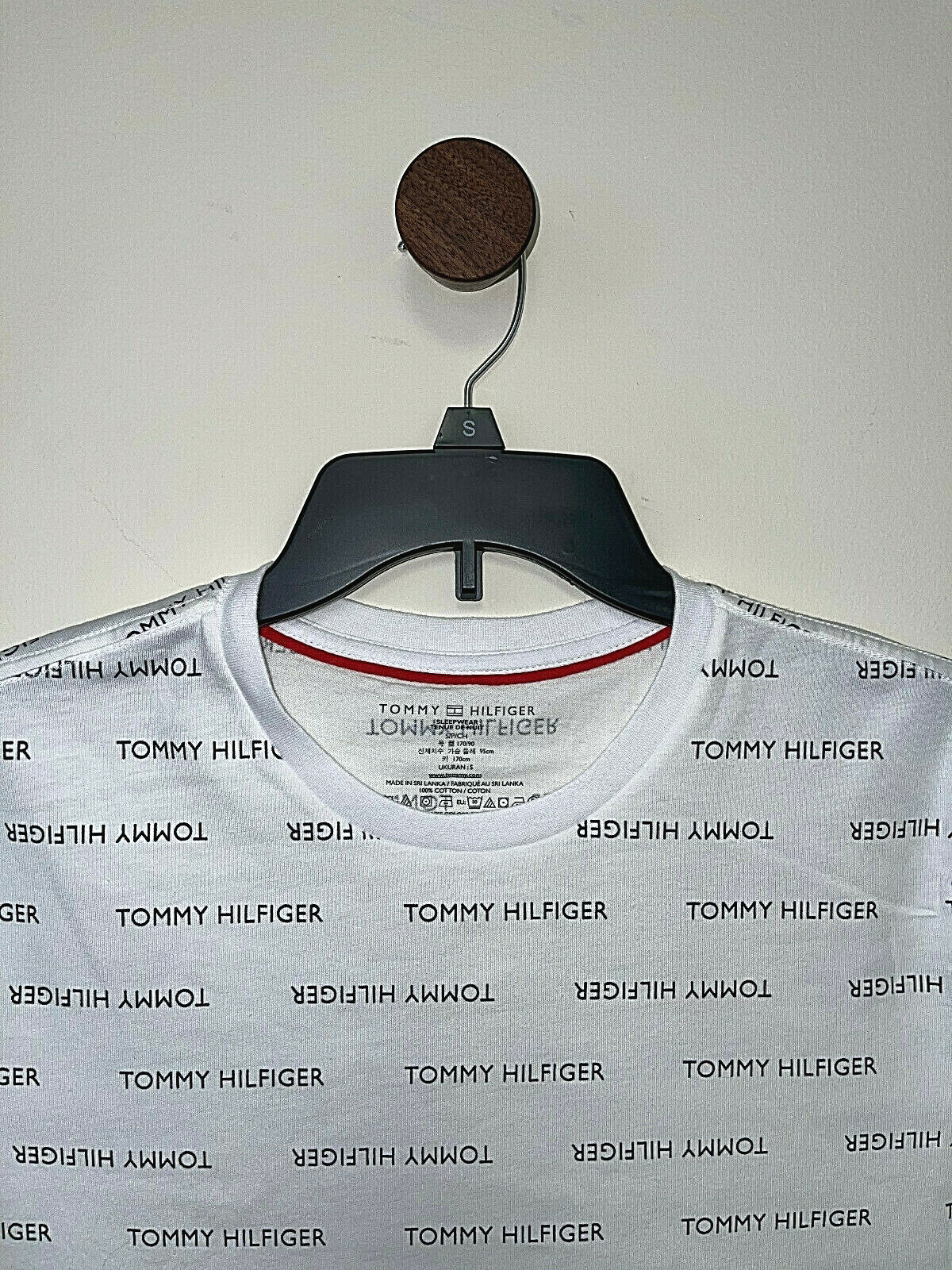 Mens Tommy Hilfiger Logo Print T-Shirt White Cotton Lounge Tee NEW