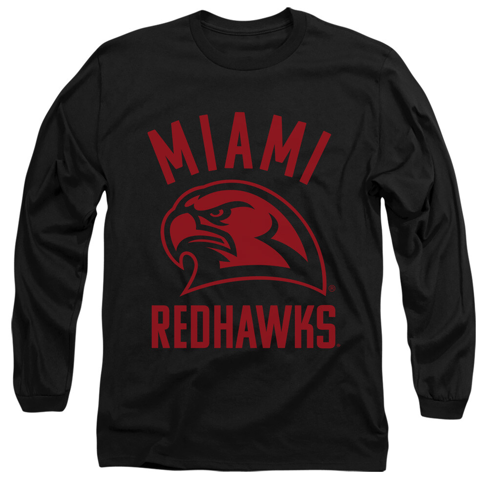 Miami University Adult Long Sleeve T-Shirt Redhawks One Color, Black, S-3XL