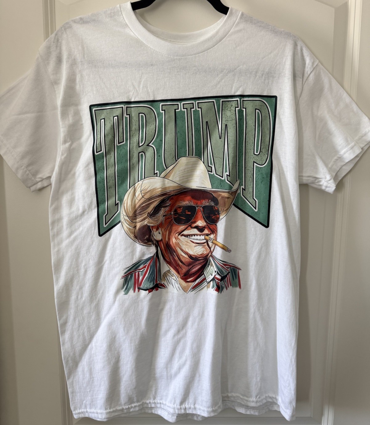 Cowboy Donald Trump Cigar Front Western Graphic T-shirt Heavy Cotton Mens Medium