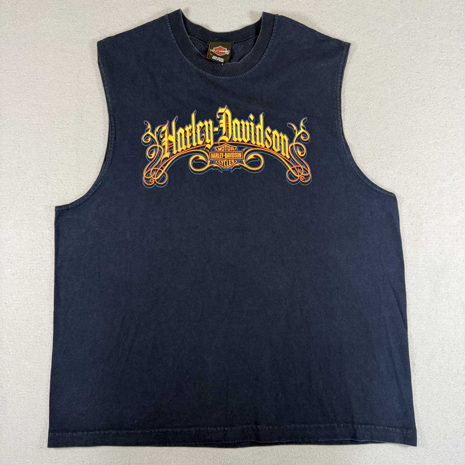 Harley Davidson Tank Top Men&rsquo;s XL Navy Blue Biker Hot Rod