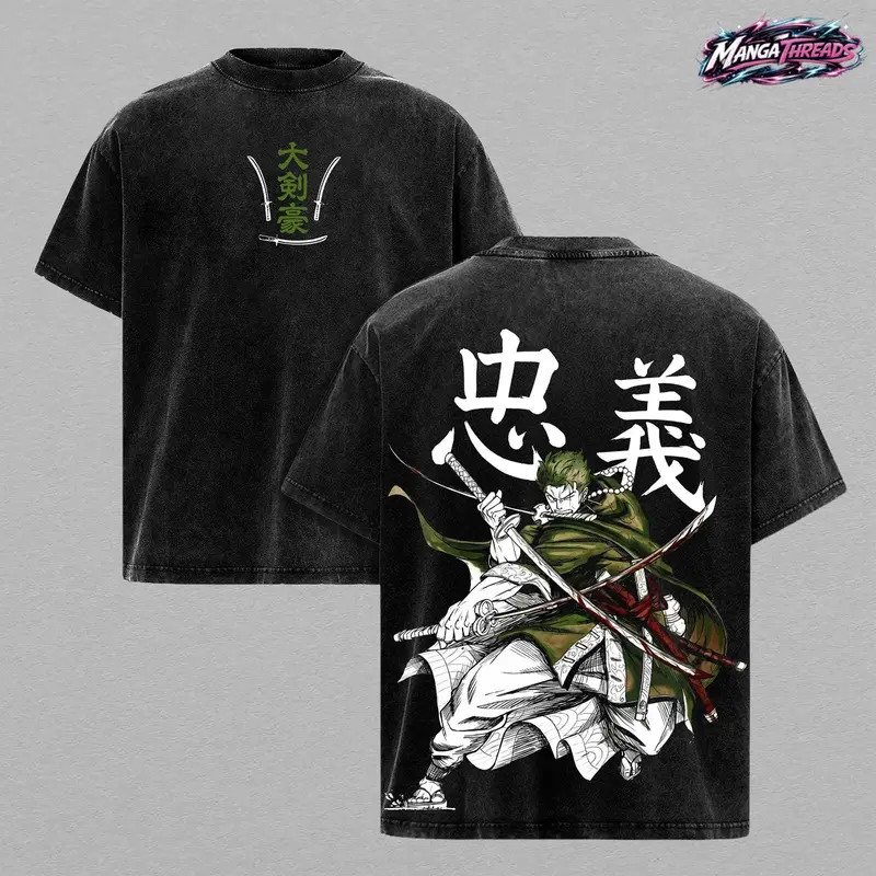 Roronoa Zoro One Piece Anime Pirate Hunter Dark Anime Streetwear T-Shirt