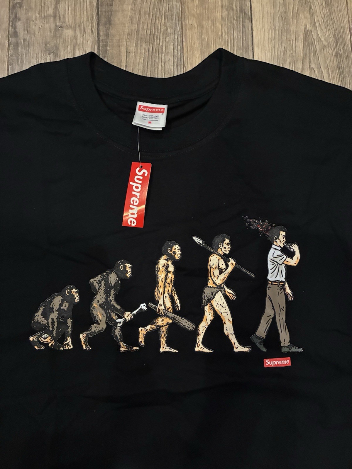 Supreme Evolution Tee Graphic Print Black Cotton Men&rsquo;s M Regular Fit Crew Neck