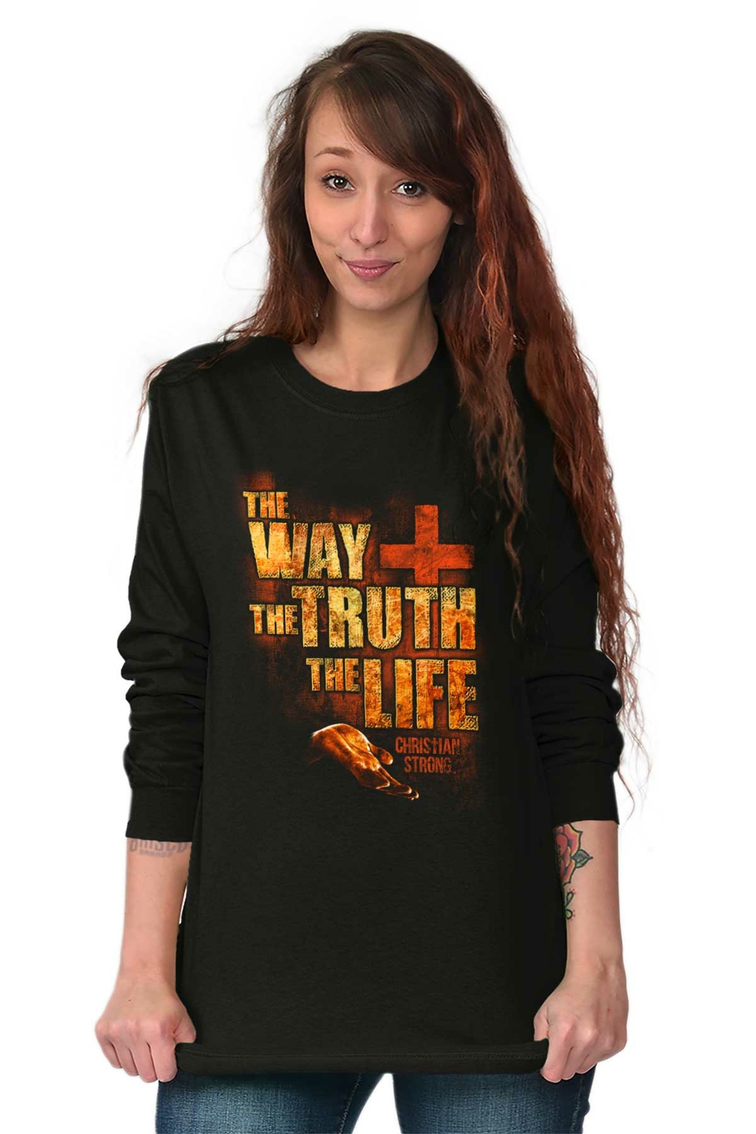 Jesus Way Truth Life Christian Religious Long Sleeve Tshirt for Men or Women