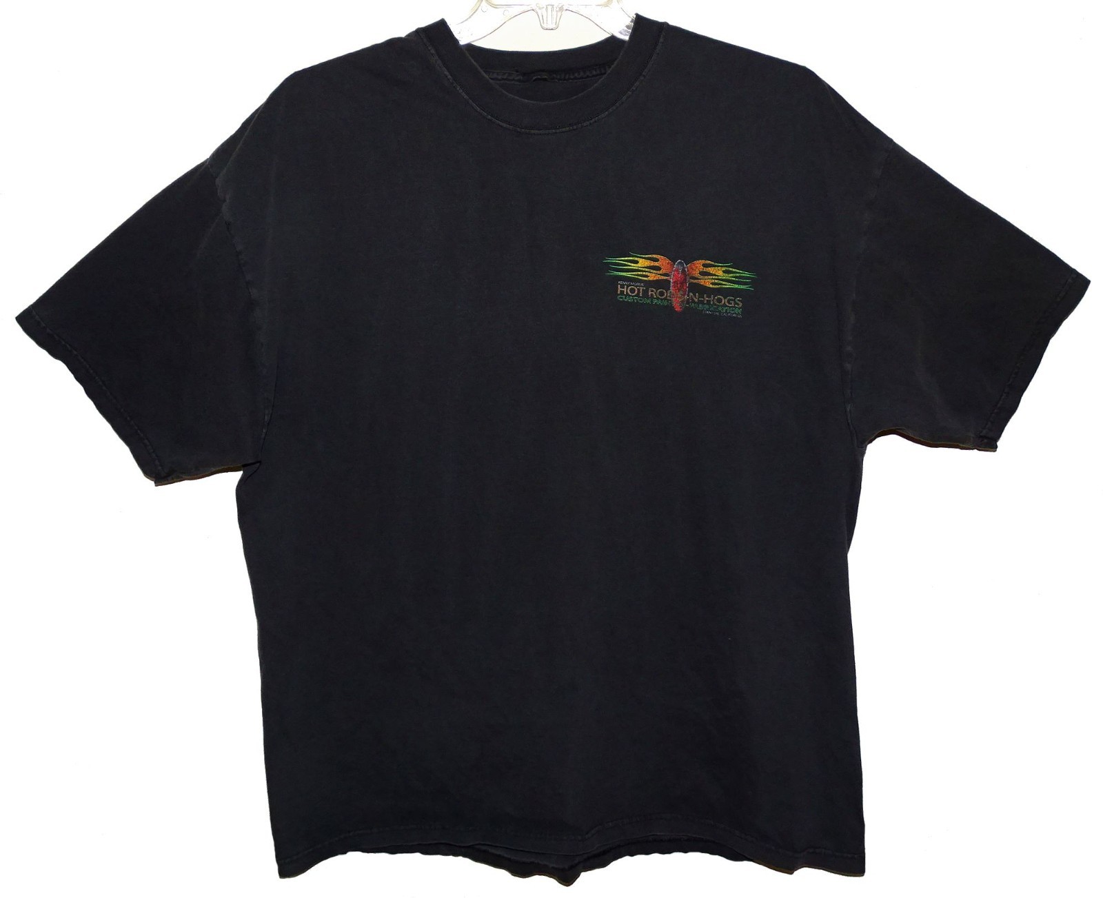 2XL T-Shirt HOT RODS-N-HOGS Custom Paint Stanton CA Faded Black Well Broken-In