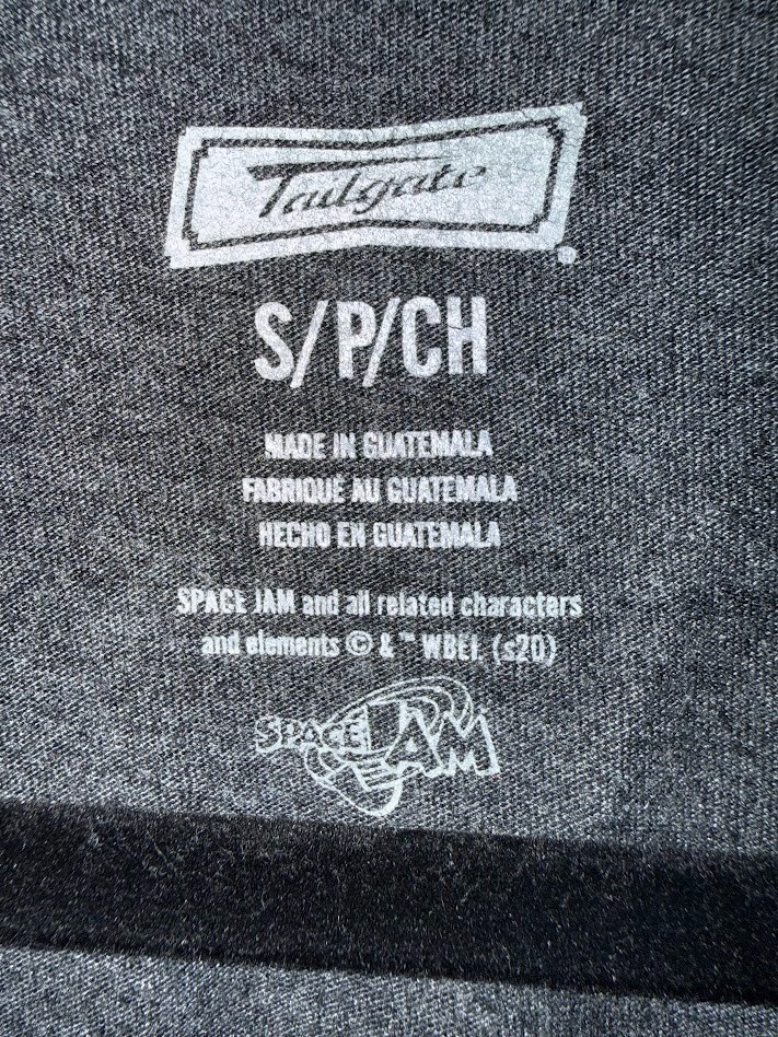 Vintage Space Jam Pocket T-Shirt Size Large Gray Embroidered Marvin The Martian