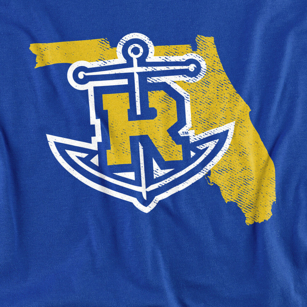 Rollins College Adult T-Shirt State Shape, Royal Blue, S-5XL