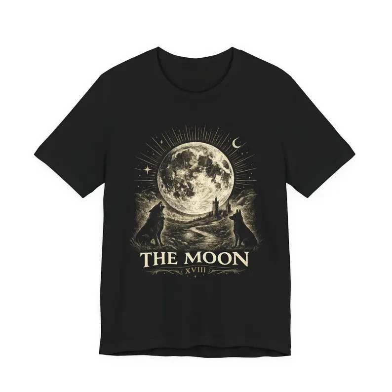 The Moon Tarot Card Shirt, Dark Academia Tee, Major Arcana T-Shirt