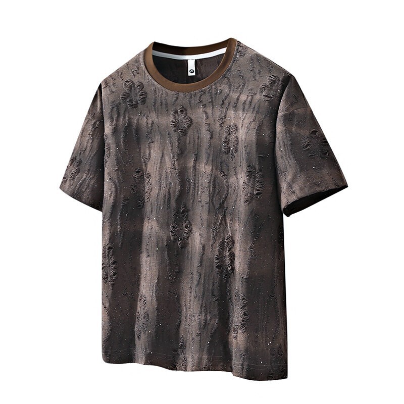 Men Luxury Fashion Trendy Star Ripped Hole Casual Summer Streetwear T-Shirt