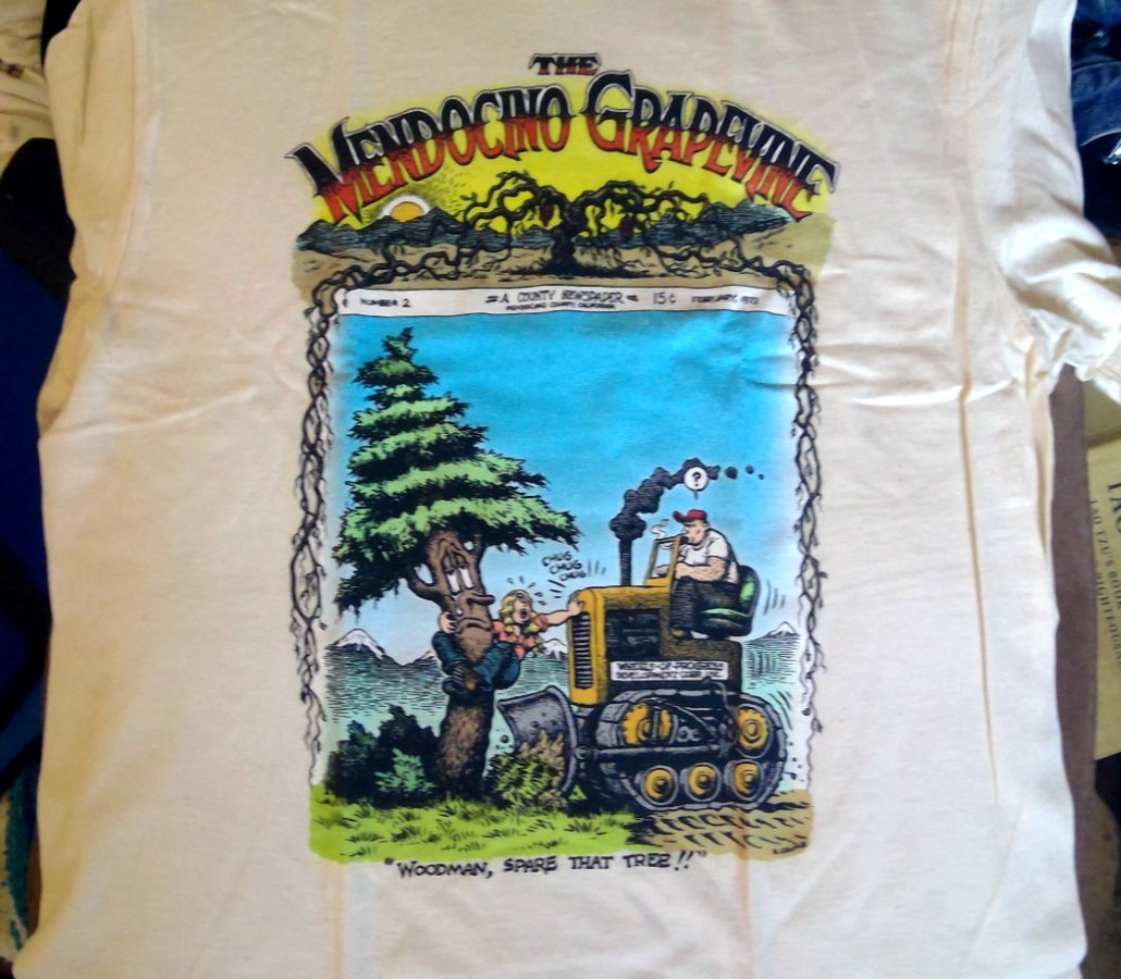 R Crumb T-Shirt &lsquo;spare that tree&rsquo; new small ivory 100% cotton Gidan free ship