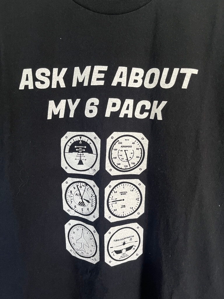 Ask Me About My Six Pack T Shirt Pilot Flying Airplane T-Shirt Gildan Size Large