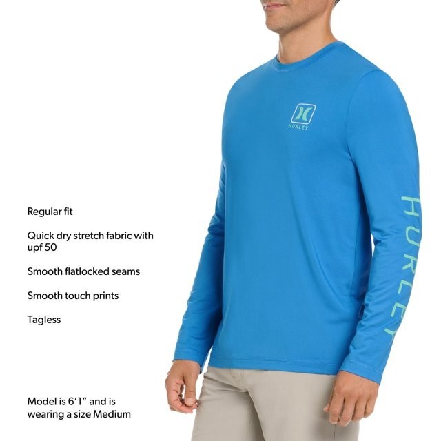Hurley Men&rsquo;s Sunny Side Hybrid Stretch UV T-Shirt Size XXL Blue