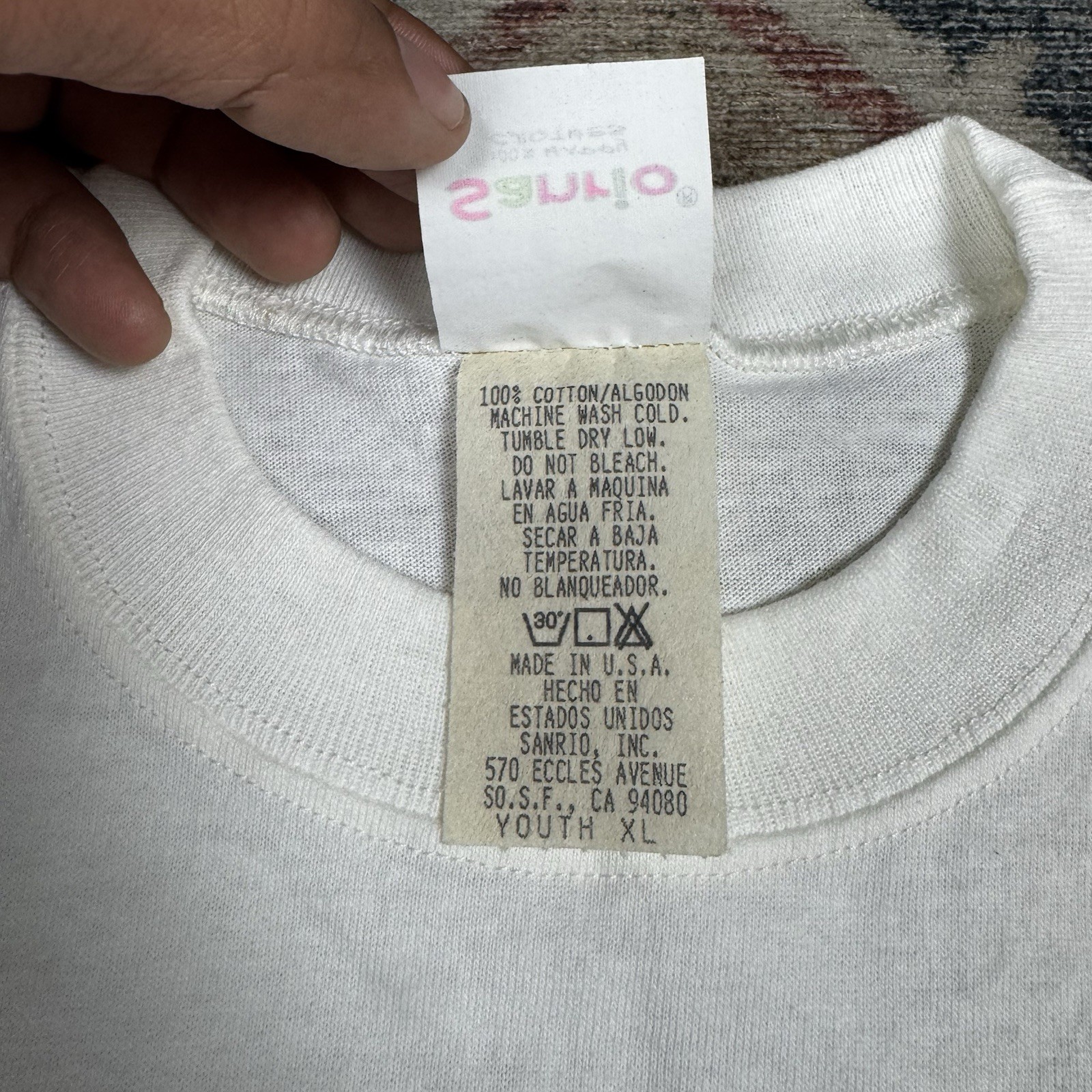 1990s Vintage Sanrio Hello Kitty Pekkle The Duck Youth Large T Shirt USA Made